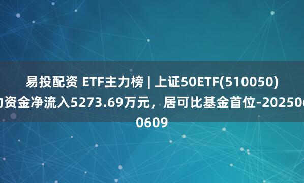易投配资 ETF主力榜 | 上证50ETF(510050)主力资金净流入5273.69万元，居可比基金首位-20250609